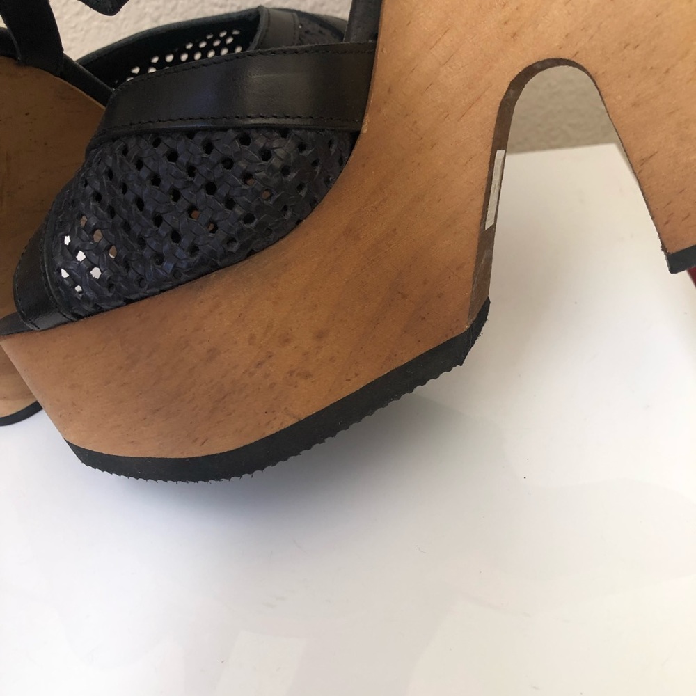 Free People Rendezvous black wood heel clog boho - Picture 6 of 9